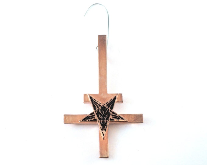 ROSE GOLD Inverted Pentagram Cross Ornament / Upside down Cross Pendant