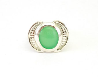 Chrysophrase silver smile ring size 7