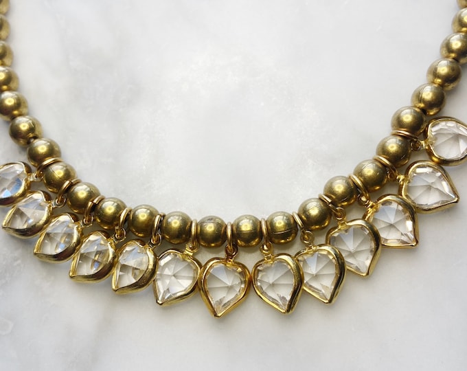 Vintage crystal gold filled choker necklace