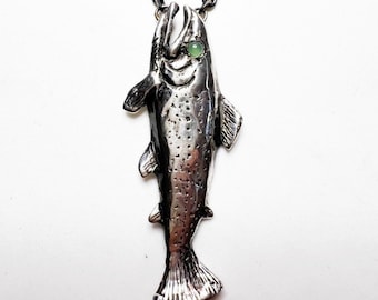 Sterling silver Steelhead fish necklace