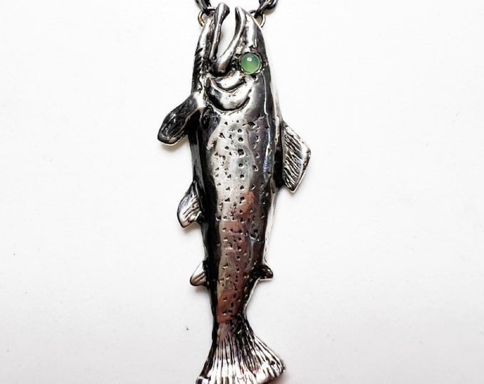 Sterling silver Steelhead fish necklace