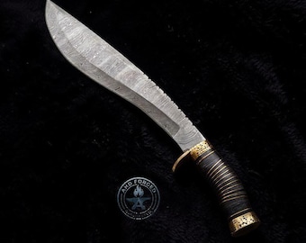 Handmade Damascus Kukri knife Style Blade – Pattern Steel Craftsmanship