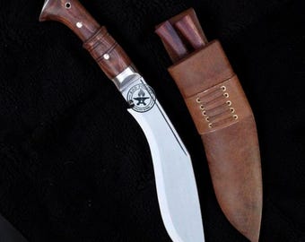 Couteau kukri fait main | Présentoir en métal forgé rustique | Cadeau personnalisé pour lui