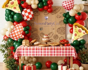 Pizza Party Balloon Garland Kit, Italian Birthday Decorations, Red Green Arch Decor
