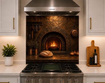 Brick Oven Glass Kitchen Backsplash – Tempered Stove Back Panel - Easy Clean Splashback