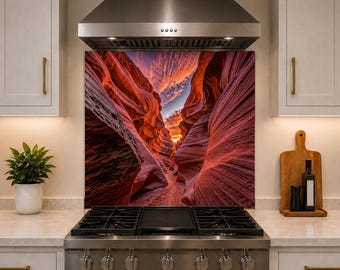 Canyon Glass Backsplash for Kitchen - Canyon Tempered Glass Splashback - Heat Resistant Glass - Easy Clean