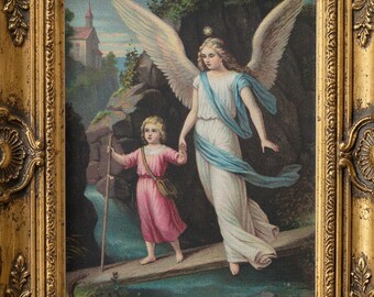 Fridolin Leiber Guardian Angel Postcard Print – Child Across Bridge (Digital Download)