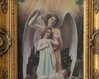 1909 Guardian Angel Postcard Print – Vintage Christmas Wall Art (Digital Download)