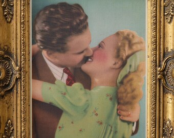 Vintage French Couple Postcard Print – 1940s Romantic Wall Art (Digital Download)