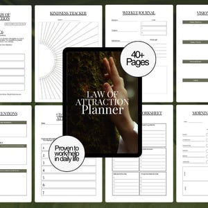 Law of Attraction Planner PDF Printable Manifestation Spirituality Holistic Meditation Journal Digital Download Vision Board Affirmations