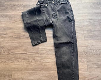 Calça jeans Levi's 521 vintage de 1994, fabricada nos EUA, cinza-escuro desbotado, cintura alta, tamanho 27x29.
