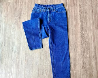 Jeans Levi’s 512 17512 vintage de 1992, fabricados en EE. UU., raros, con etiqueta azul y letras doradas, talla 26x28.