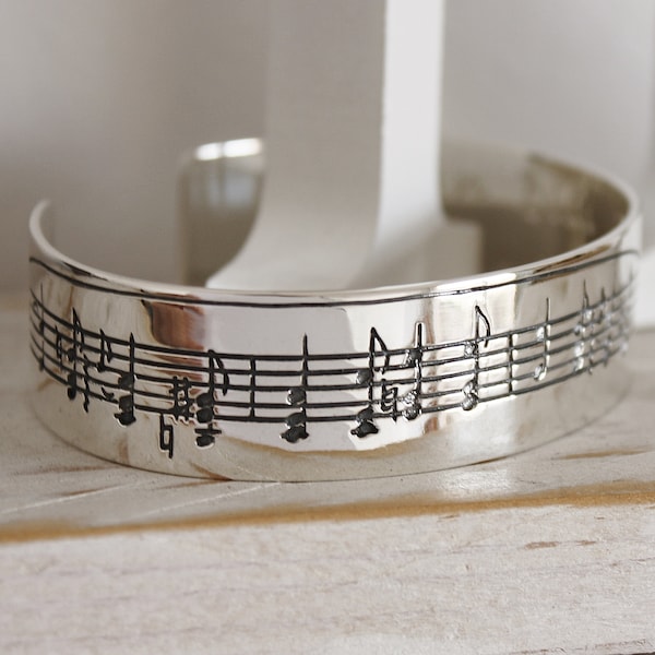 Music Notes Cuff Bracelet. Sheet Music Bracelet. Personalized cuff bracelet. Sterling Silver Bracelet. Custom Cuff. Treble Clef Bracelet.