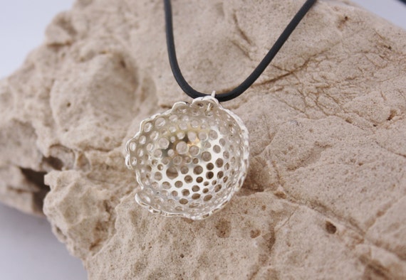 Sterling Silver Sea Sponge Necklace: Handmade Organic Pendant