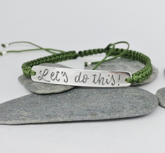 Personalized Handwriting Sterling Silver Bracelet: Adjustable Macrame Bangle