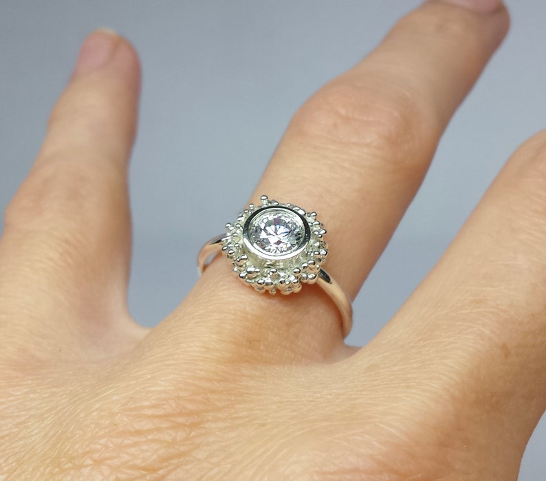 ENGAGEMENT ZIRCONIA RING. Balls Ring. Sterling Silver Ring Etsy