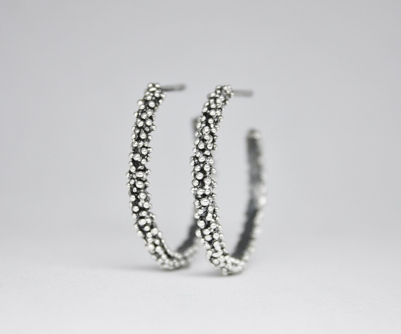 BALLS HOOP EARRINGS. Ball Ear Hoops. Sterling Silver Hoop Etsy