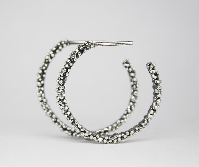 BALLS HOOP EARRINGS. Ball Ear Hoops. Sterling Silver Hoop Etsy