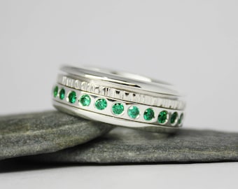 Sterling Silver Spinner Ring, Zirconias spin ring, worry ring, personalized spin ring, custom ring,  rotating ring, Silversmith, Metalsmith.