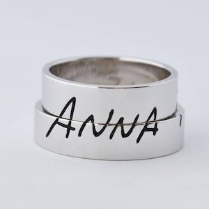 Wedding Band Set. Handwriting Wedding Band. Personalized Wedding Ring set. Original Weddind Bands. Couple Sterling Silver Wedding Bands.