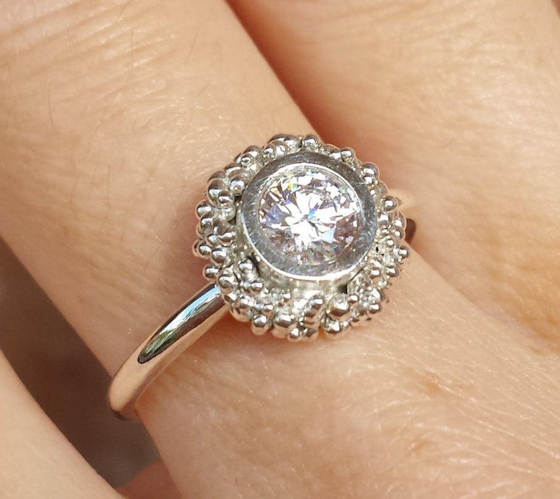 ENGAGEMENT ZIRCONIA RING. Balls Ring. Sterling Silver Ring Etsy