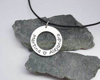 Personalized Handwriting Sterling Silver Necklace: Custom Engraved Names