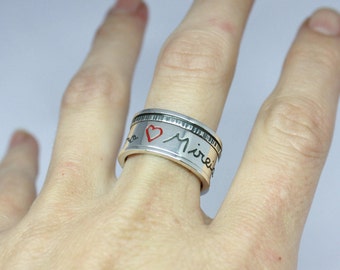 指輪・リング SPIN LETTERING Personalized Spinner Ring. Handwriting Sterling Silver Spin