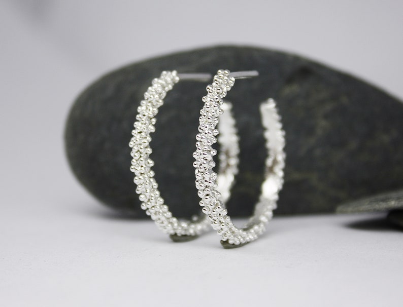 BALLS HOOP EARRINGS. Ball Ear Hoops. Sterling Silver Hoop Etsy