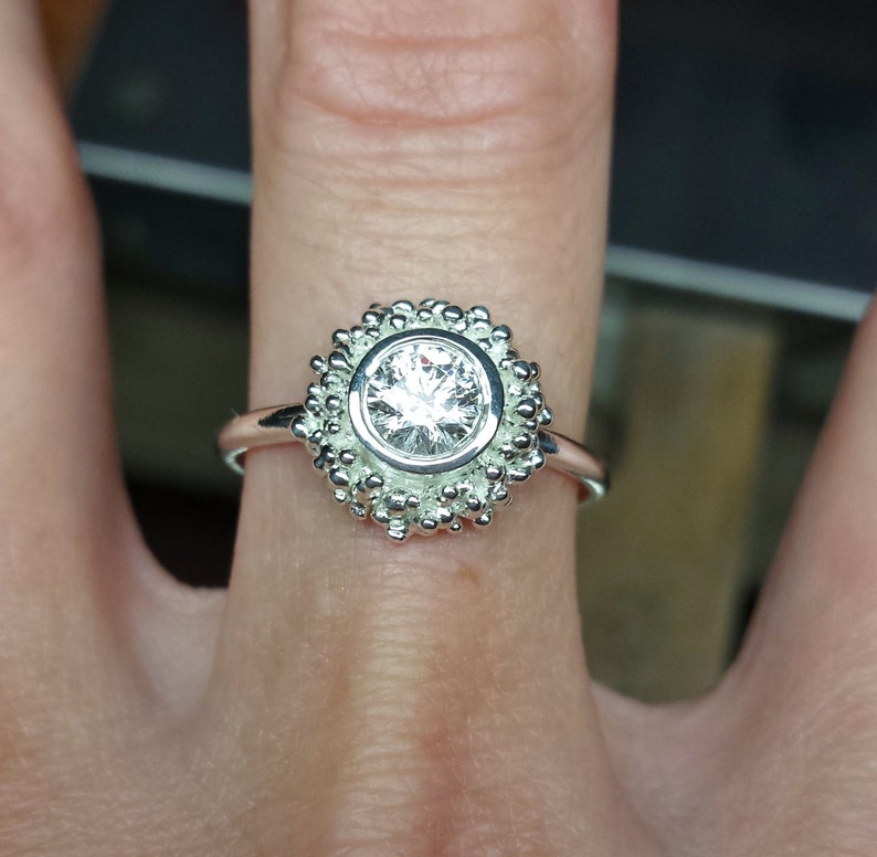 ENGAGEMENT ZIRCONIA RING. Balls Ring. Sterling Silver Ring Etsy