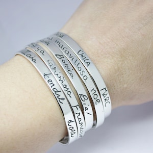 Handwriting Cuff bracelet. Sterling Silver Bangle Bracelet. Actual Handwriting Jewelry. Personalized Cuff Bracelet. Memorial. Metalsmith