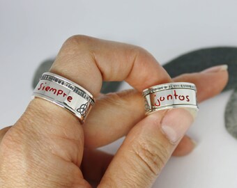 指輪・リング SPIN LETTERING Personalized Spinner Ring. Handwriting Sterling Silver Spin