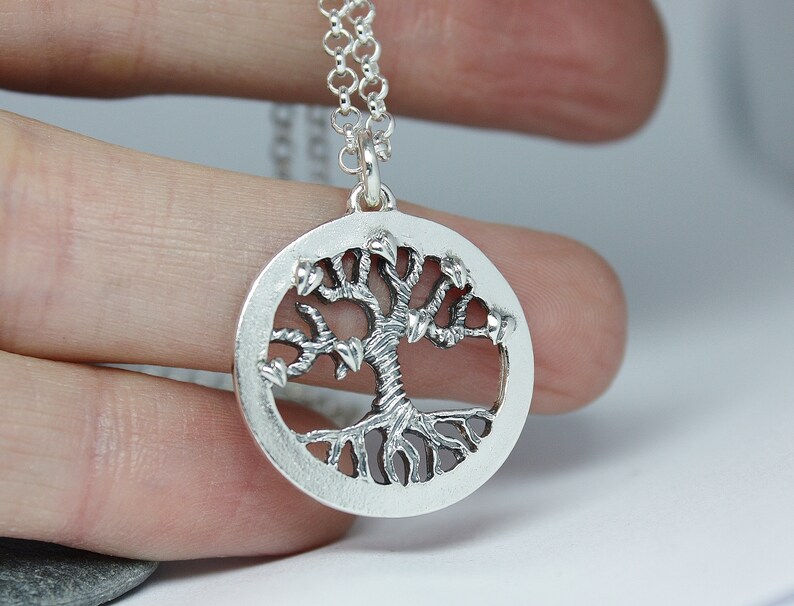 Tree of life Necklace, Sterling Silver tree of life pendant, Silver Tree of Life Necklace, Metalsmith, Silversmith. Handmade Jewelry image 4