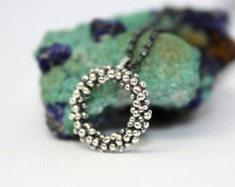 Sterling Silver Bubbles Necklace: Handmade Organic Circle Pendant