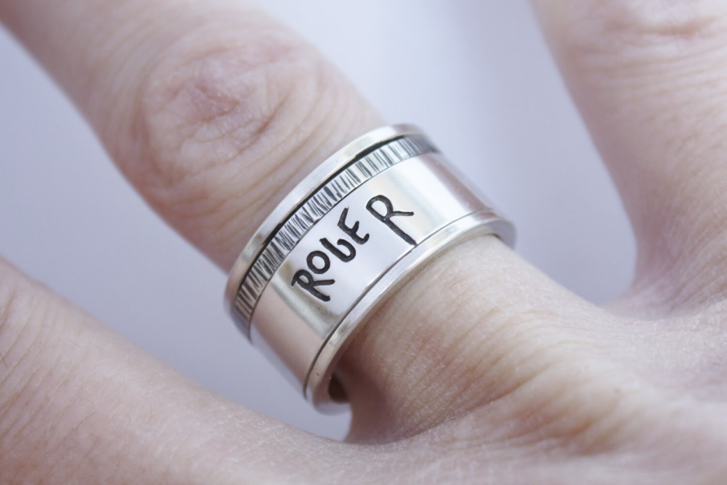 指輪・リング SPIN LETTERING Personalized Spinner Ring. Actual Handwriting Spin Ring