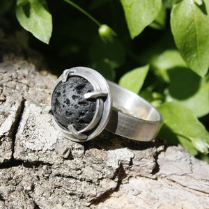 Lava 925 Silver Ring for Essential Oil Diffuser, Lava Stone Sterling Silver Ring, Aromatherapy Ring, Aromatherapy Jewelry. Diffuser ring.