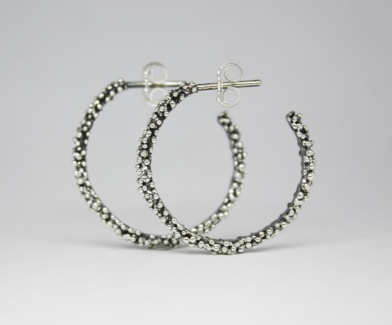 BALLS HOOP EARRINGS. Ball Ear Hoops. Sterling Silver Hoop Etsy