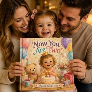 Libro personalizzato per il secondo compleanno / Libro di storie "Ora hai due anni", regalo di compleanno personalizzato con nome per bambini piccoli, ricordo personalizzato
