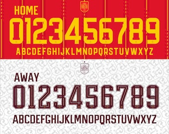 Fuente de la camiseta de España para el Mundial 2026 (Local y Visitante): otf, ttf, logotipo editable gratuito (Descarga digital)