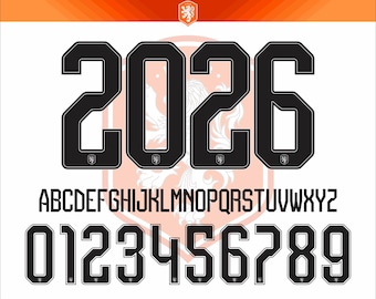 Wereldkampioenschap voetbal Nederland 2026 thuis en uit-lettertypevector (digitale download)