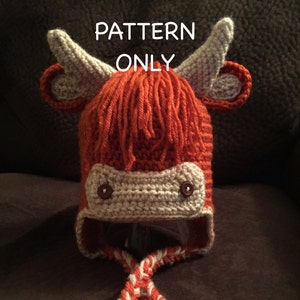 Motivo all'uncinetto per cappello scozzese da manzo delle Highland