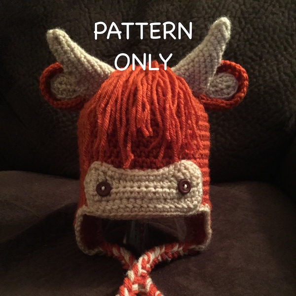 Scottish Highland Steer Hat Crochet PATTERN