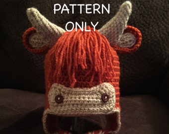 Scottish Highland Steer Hat Crochet PATTERN