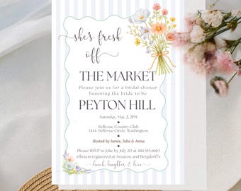 Editable Floral Bridal Shower Invitation Template, Wildflower Theme (Digital Download)