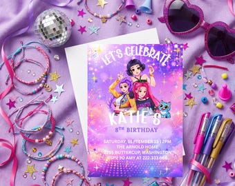 K-Pop Demon Hunters Birthday Invitation Editable Template Digital Download
