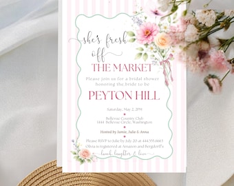 Bridal Shower Invite Editable Template, Pink Rose Gold, Garden Theme (Digital Download)