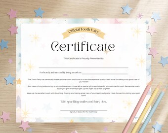Editable Tooth Fairy Certificate Official Award Magical Keepsake (Digital Download)