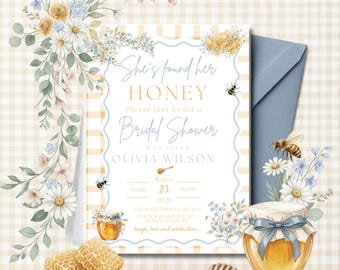 Editable Bridal Shower Invitation Template, She Found Her Honey Editable Digital Invite (PDF)