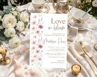 Love in Bloom Bridal Shower Invitation Floral Garden Party Evite (Digital Download)