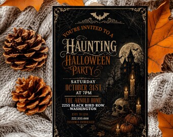 Editable Gothic Halloween Party Invitation Template (Digital Download)