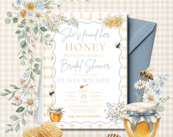 Editable Bridal Shower Invitation Template, She Found Her Honey Editable Digital Invite (PDF)